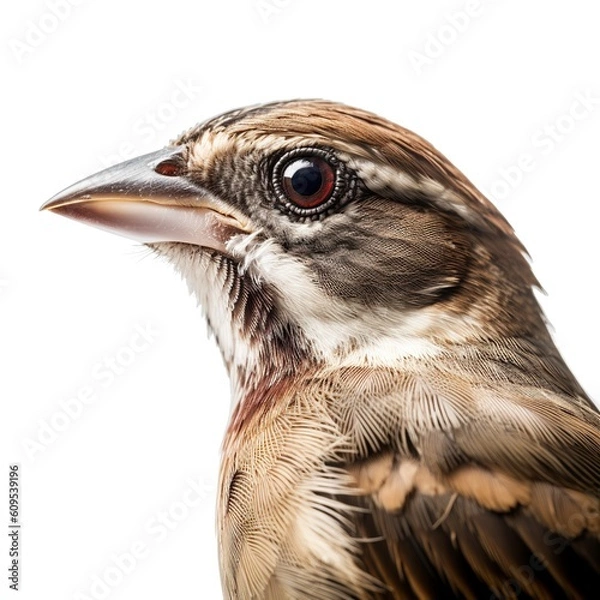 Obraz sparrow bird side view isolated on white background, generative AI
