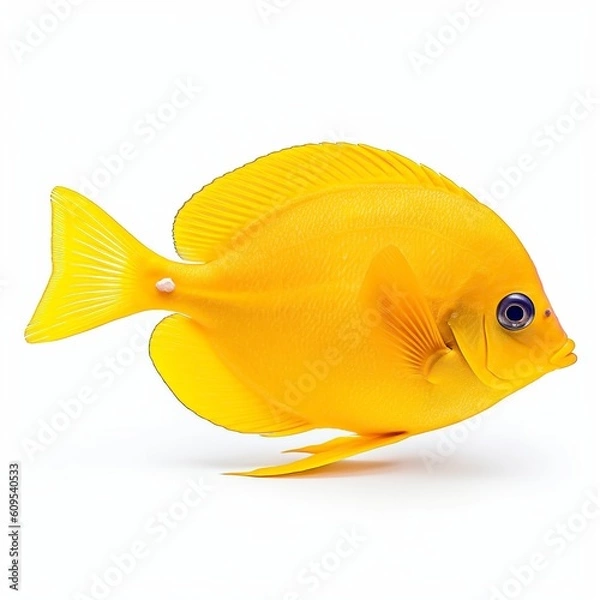Obraz yellow tang fish isolated on white background, generative AI