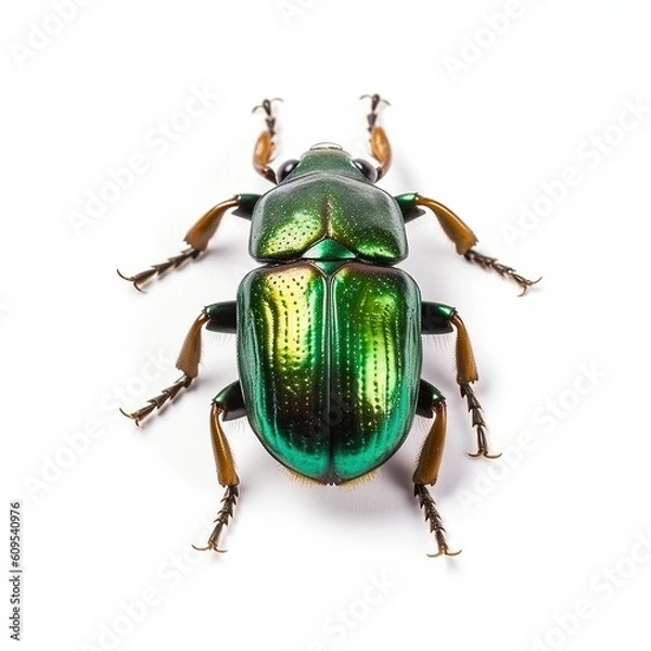 Obraz green beetle bug insect grub coleopteran fly entomology animal isolated on white background, generative AI