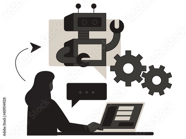 Obraz robot with laptop