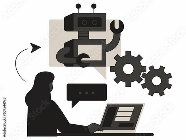 Obraz robot with laptop