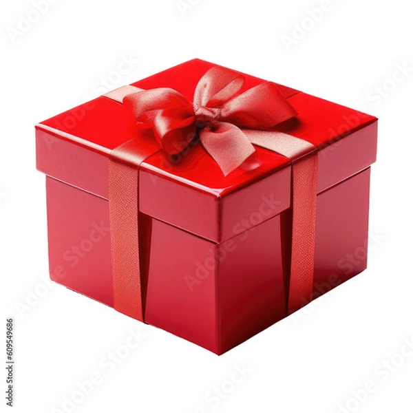 Obraz Red gift box isolated on white background. 