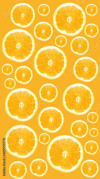 Fototapeta Orange slices patten design seamless pattern white beground for banner, sticker, print, background