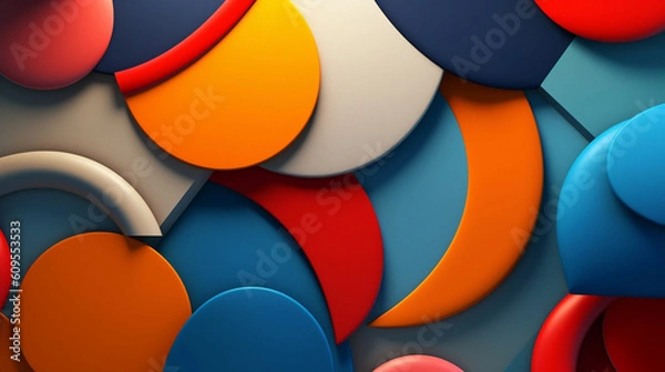Fototapeta Minimalistic abstract background with geometric shapes and vibrant colors. Generative IA