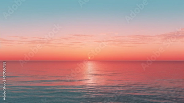 Fototapeta Calming atmosphere of a sunset over the ocean. Generative IA