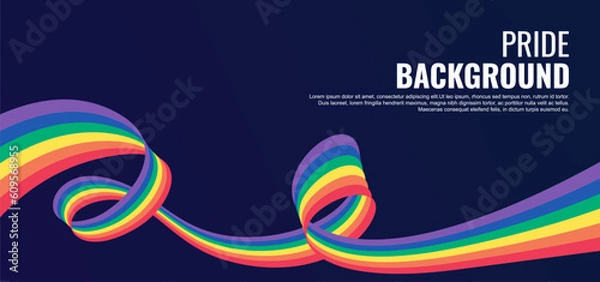 Fototapeta LGBT pride abstract background. Vector background with rainbow colors. Rainbow colored wavy abstract lines. Vector Banner Template for Pride Month