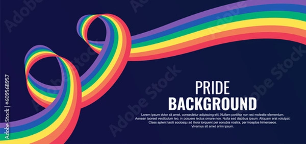 Fototapeta LGBT pride abstract background. Vector background with rainbow colors. Rainbow colored wavy abstract lines. Vector Banner Template for Pride Month