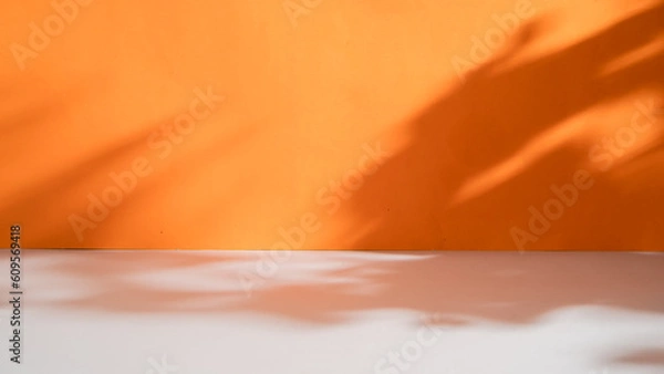 Fototapeta Abstract orange studio background for product presentation, copy space