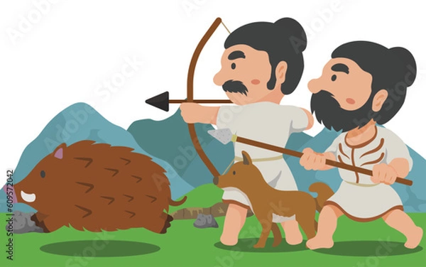 Obraz 狩りをする縄文人