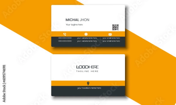 Obraz template with yellow and black color dubble side business card.