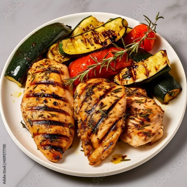 Obraz grilled steak with vegetables