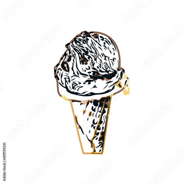 Fototapeta color sketch of ice cream with transparent background