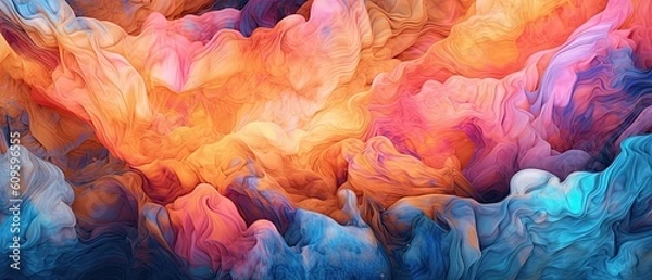 Fototapeta Abstract alcohol ink background, luxury and creative paint with beautiful and dreamy color, unique colored marble art with oil painting, wide graphic design for print and business  - Generative Ai