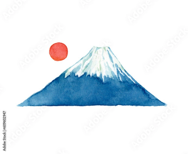 Obraz 透明水彩画の富士山のカットイラストレーション　