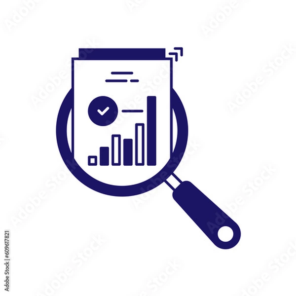 Fototapeta magnifier and doc with increase income icon