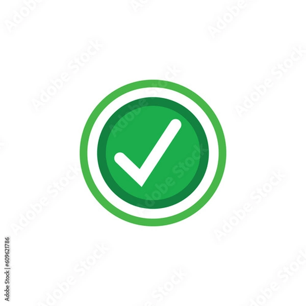 Obraz Check mark green line icons. Vector illustration. - Vector