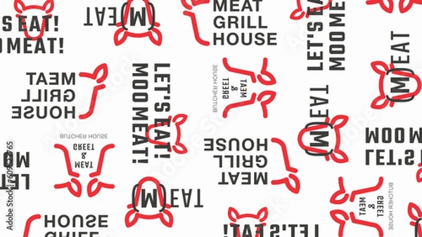 Obraz Typographic vector butchery design for background.