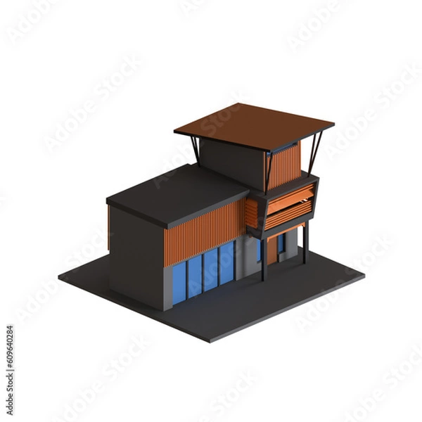 Obraz INDUSTRIAL HOUSE 3D RENDER ISOLATED IMAGES