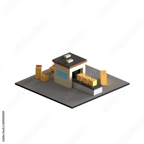 Obraz PACKAGING MACHINE ISOMETRIC 3D RENDER