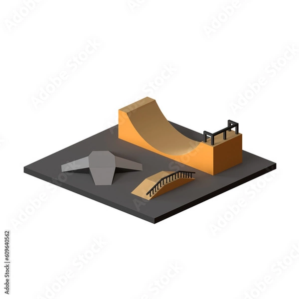 Obraz SKATE PARK ISOMETRIC 3D RENDER