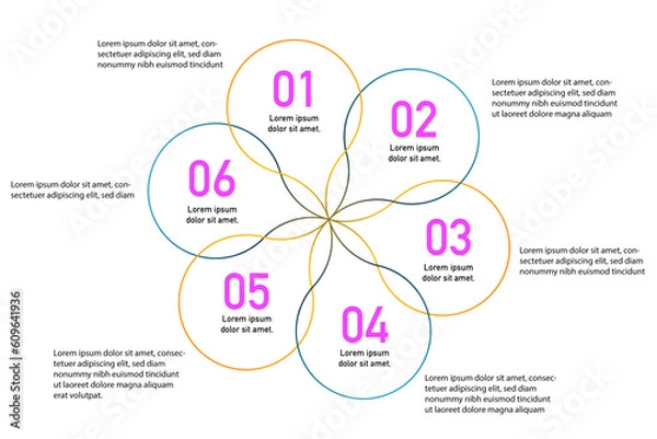 Fototapeta 4 steps, options or processes circular diagram concept. Infographic business design.  Circle vector. 