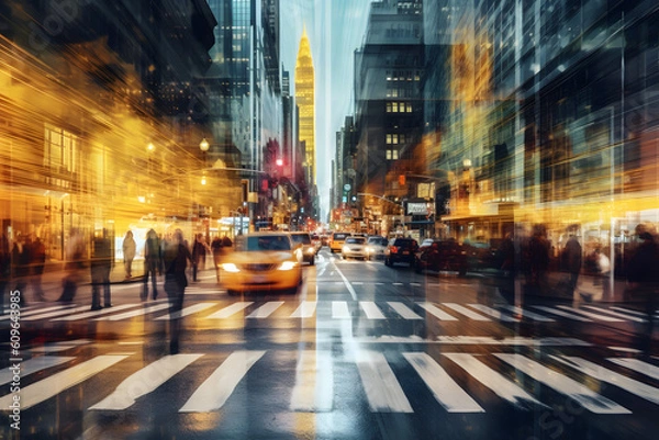 Obraz Dynamic New York environment. Multiple exposures.  Abstract business background