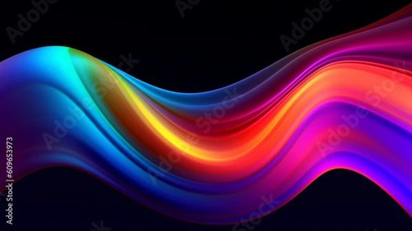 Fototapeta Abstract fluid flowing wave on dark background. gradient abstract background design, Generative AI
