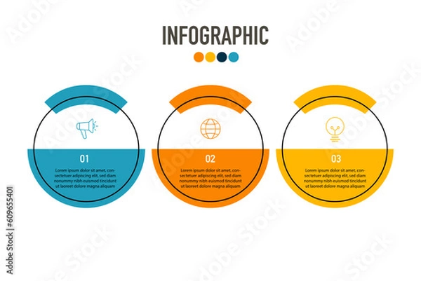 Fototapeta 3 segments circular diagram concept. Infographic business design. Circle vector.