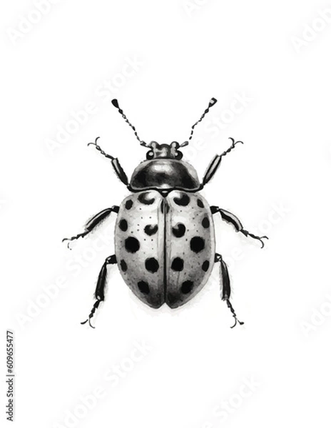 Fototapeta Vector based illustration of a ladybug in black and white