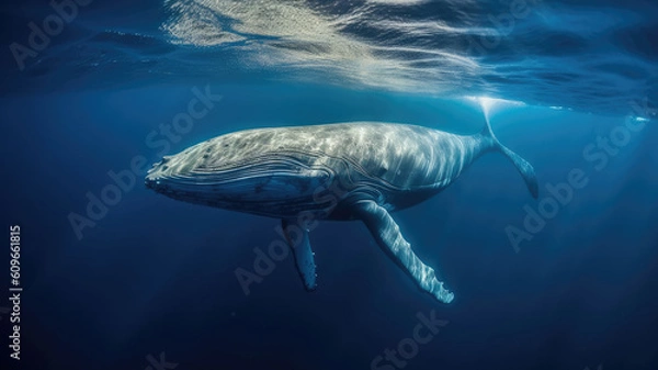 Obraz blue whale created with Generative AI technology