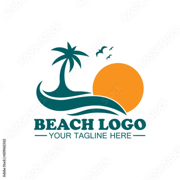 Fototapeta Beach logo design Vector template