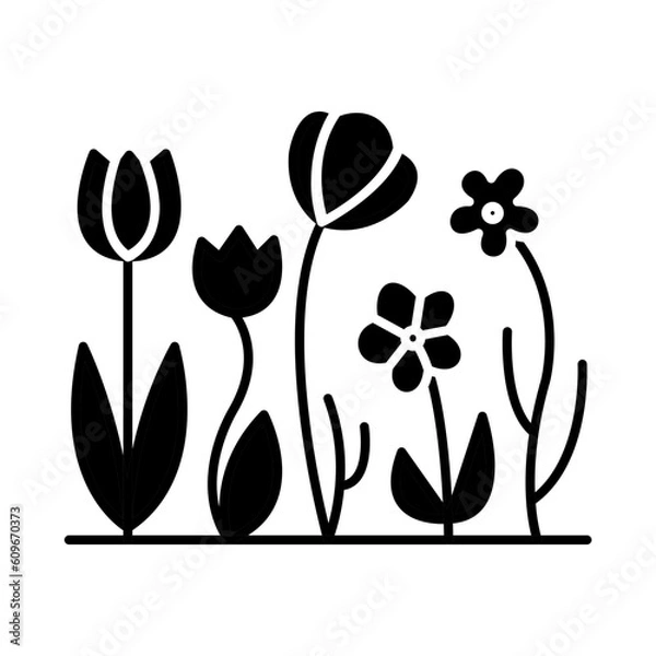 Fototapeta Solid FLOWERS design vector icon design vector line icon svg