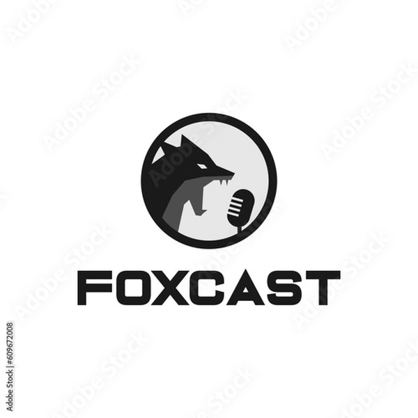 Obraz black and white fox logo