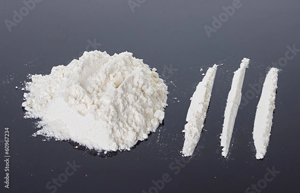 Fototapeta Cocaine on a black background