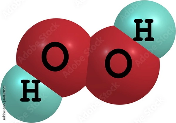 Fototapeta Hydrogen peroxide (H2O2) molecular structure isolated on white