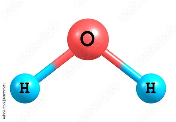 Fototapeta Water (H2O) molecular structure isolated on white