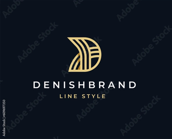 Fototapeta Luxury D letter monogram logo design vector