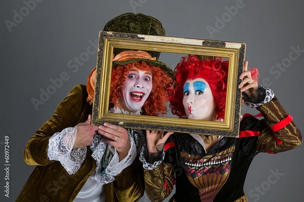 Fototapeta Characters from wonderland crazy hatter and red queen
