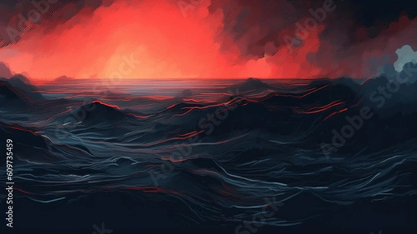 Obraz Dark Stormy Abstract Waterscape