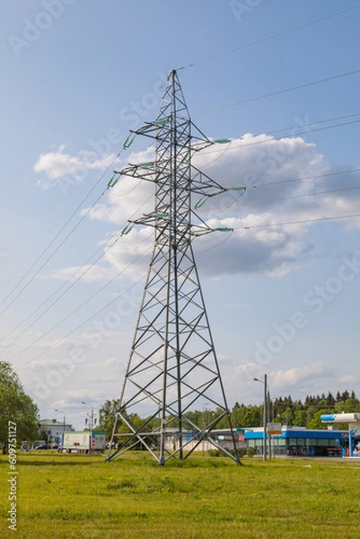 Fototapeta Power line tower.
