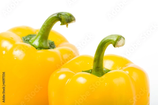 Fototapeta two yellow closeup peppers
