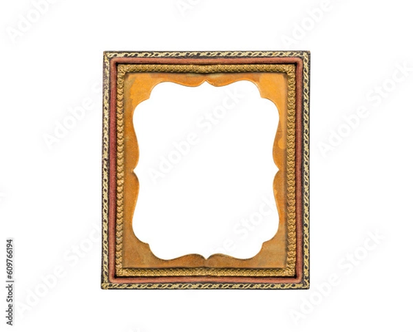 Fototapeta Antique tintype photo holder picture frame isolated with cut out center.