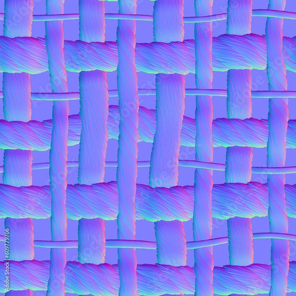 Obraz Illustration; Generative CGI textures for materials and shaders, Substance Designer Normal map fabric textile. Adobe Substance Designer IA texture