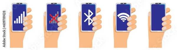 Fototapeta Hand Phone with connection mode icon design