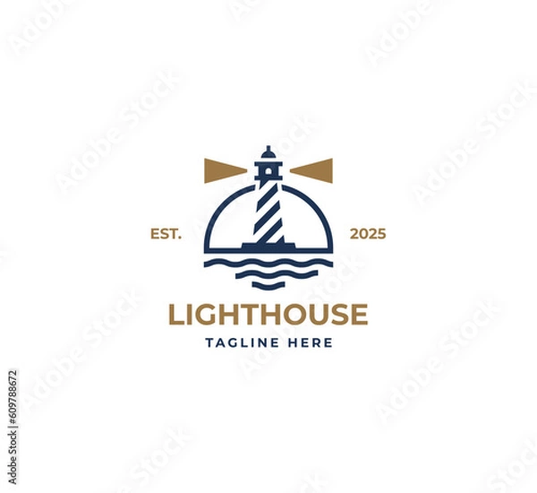 Obraz Lighthouse, Beacon logo icon. Vector Illustration.