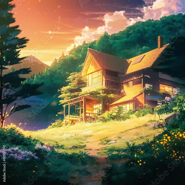 Obraz Illustration view with anime style