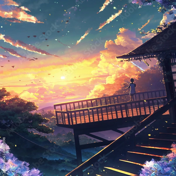 Obraz Illustration view with anime style