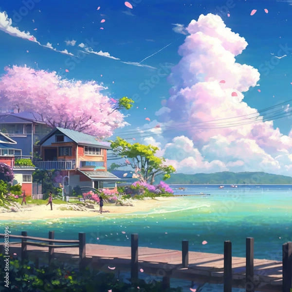 Obraz Illustration view with anime style