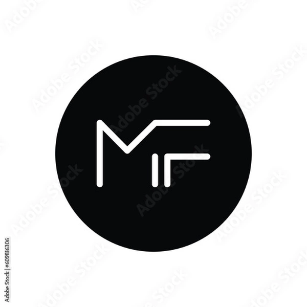 Fototapeta Black solid icon for mf letter 