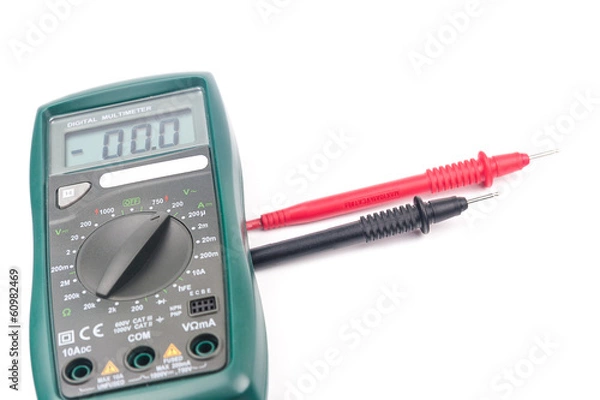Fototapeta Digital multimeter isolated on white background